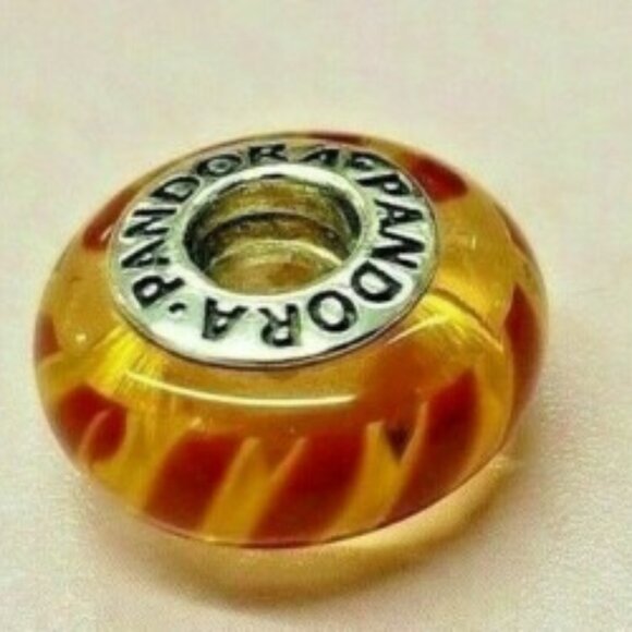 Retired Orange Ribbon Murano Glass Pandora Charm, Item #790621 - Picture 1 of 1